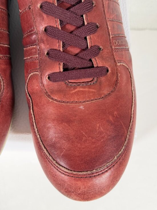 VTG Dolce and Gabbana Sneakers Men Size 7 Burgundy Lace Up Low Top CS1047 Y2K main image 10